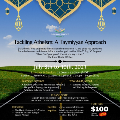 E-Quran tahfiez Project: Tackling Atheism 2023